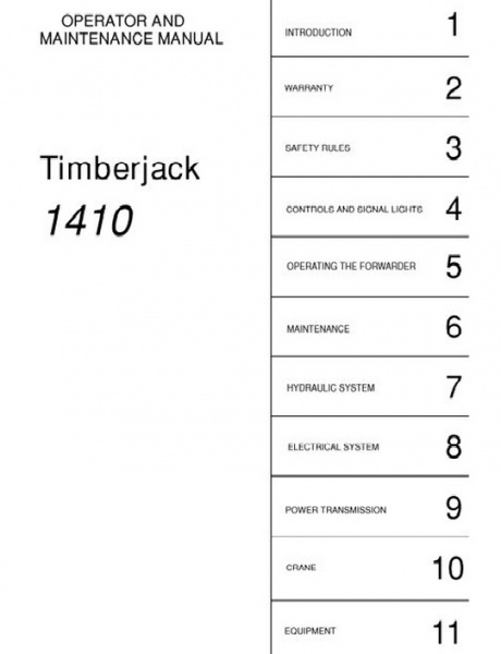 Timberjack 1410 operaator manual SN 17DD017- 279 F057887